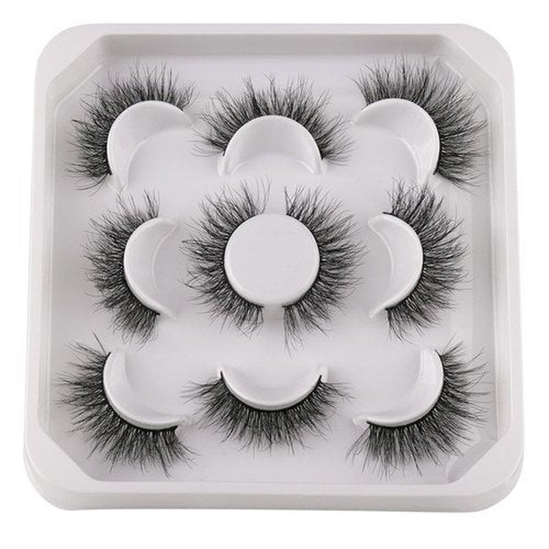 JIMIRE Faux Mink Lashes Natural Wispy Faux Mink Lashes Fluffy Soft Volume False Eyelashes 5 Pairs