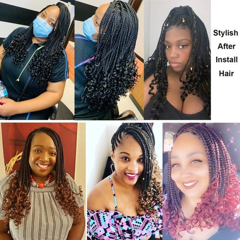 7 Packs Goddess Box Braids Crochet Hair 10 Inch Crochet Braids with Curly Ends Bohemian Crochet Hair Hair for Black Women (10 Inch 7 Packs, TBug#)