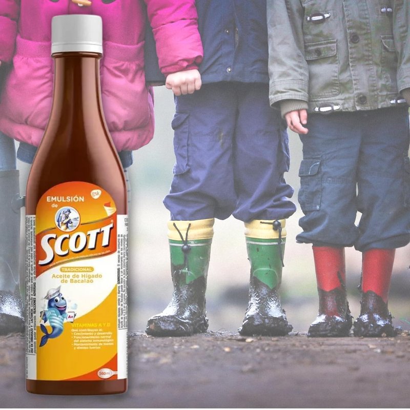 Emulsion de Scott Cod Liver Oil - Traditional Flavor, 2 Pack of 6.1 fl oz | Vitamin A & Calcium Dietary Supplement for Kids