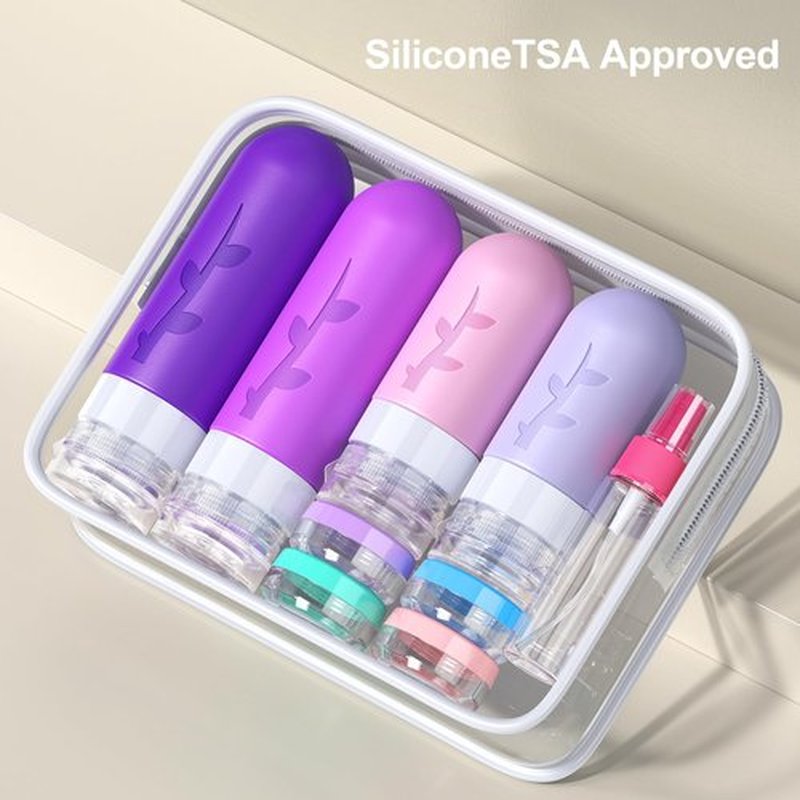 18 pack Travel Bottles for Toiletries, Tsa Approved Travel Containers for Toiletries, Silicone Leak Proof Refillable Liquid 3oz 2oz Travel essentials for Shampoo Conditioner Lotion BPA Free