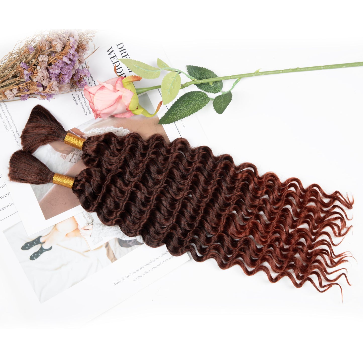 Deep Wave Bulk hair for Braiding Wet and Wavy Micro Braiding Hair No Weft Faux Deep Wave Braiding Hair Extensions for Box Boho Braids 150g with 2Bundles #1B/350 (20Inch)