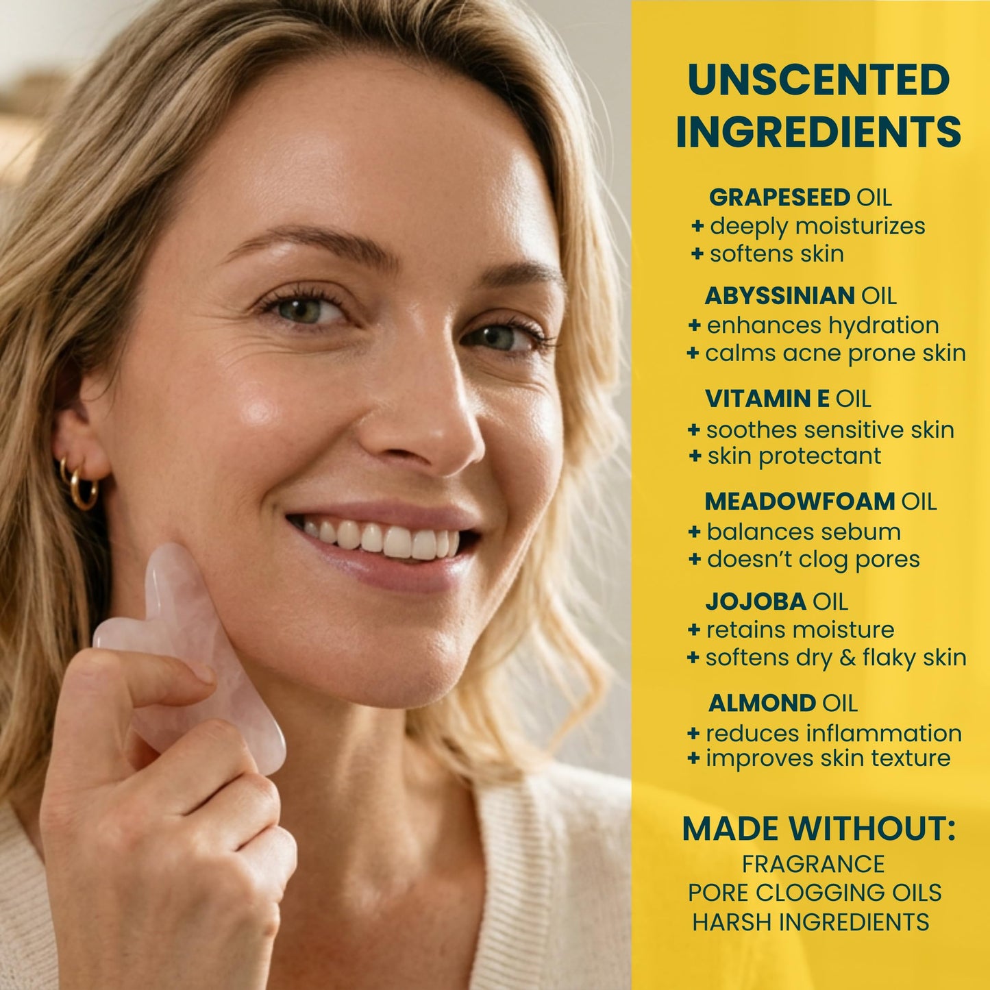 Ouiloe Guasha Oil for Sensitive Skin - Non Comedogenic Facial Oil for Gua Sha - Non Greasy Face Oil for Lymphatic Drainage - Unscented, Lightweight, Natural and Non Irritating, 2oz