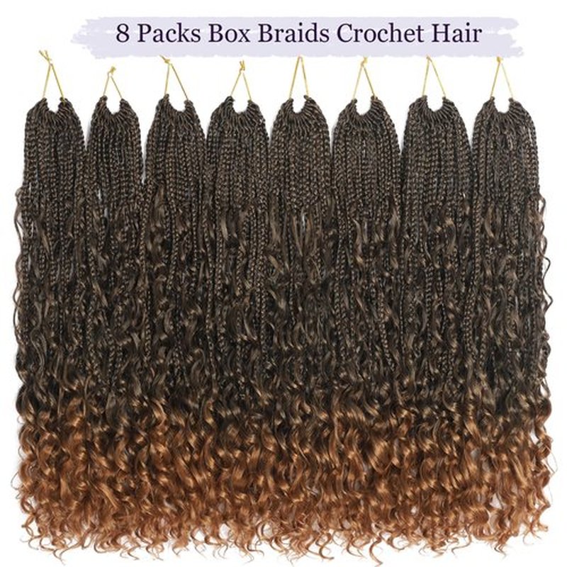 Goddess Box Braids Crochet Hair 18inch Boho Crochet Braids Crochet Box Braids Box Braids Crochet Hair 8 Packs Crochet Hair for Black Women (18 Inch,T30)