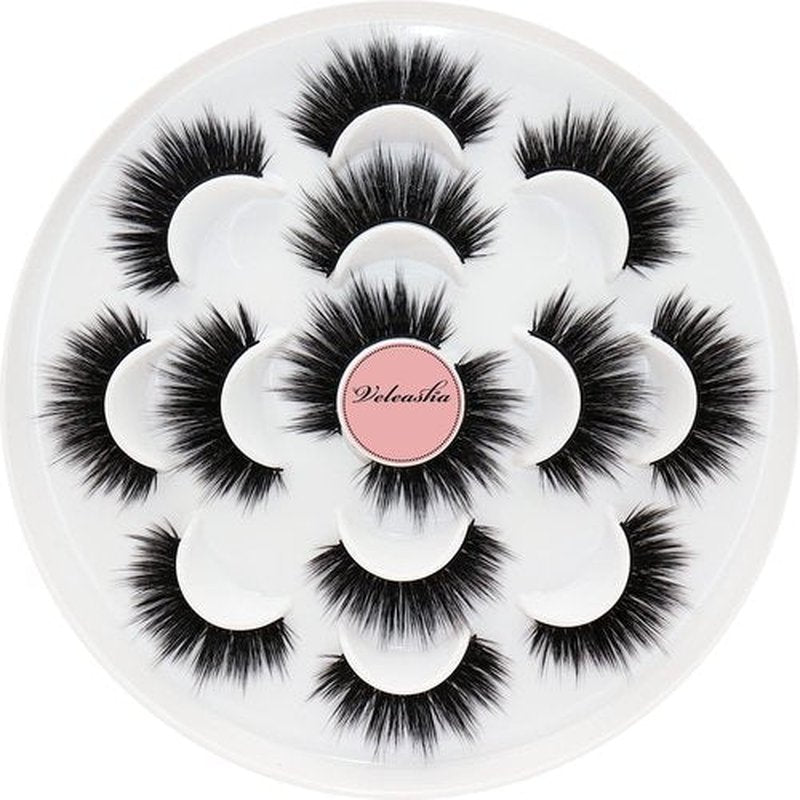 Veleasha Lashes 5D Faux Mink Lashes Volume False Eyelashes Handmade Fluffy Eye Lashes Fake Lashes Eyelashes 7 Pairs Luxurious Fake Eyelashes Pack (5D15)