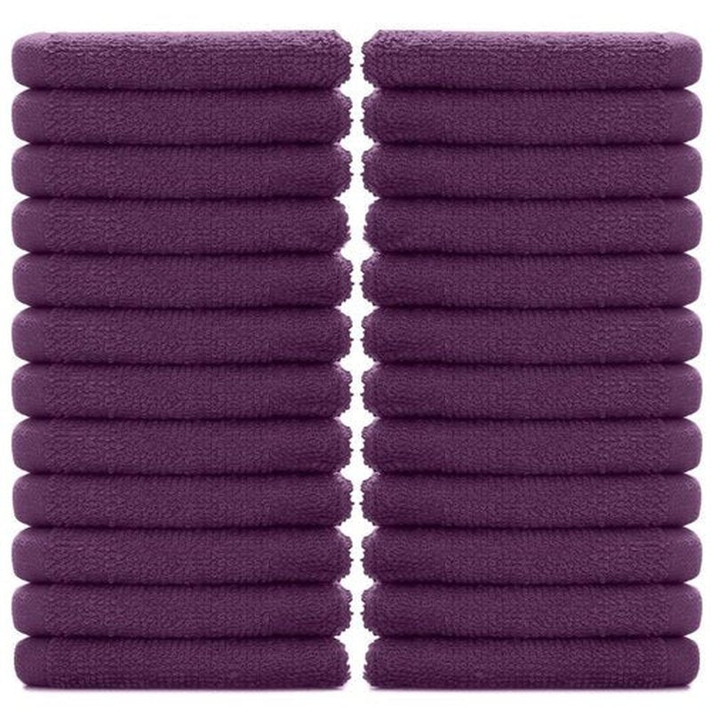 DAN RIVER 100% Cotton Washcloths 24 Pack Premium Quality Face and Body Cloth, Quick Dry Essential Towels for Bathroom, Hand, Kitchen & Cleaning, Baby Washcloths | 12X12 in | 400 GSM | Purple