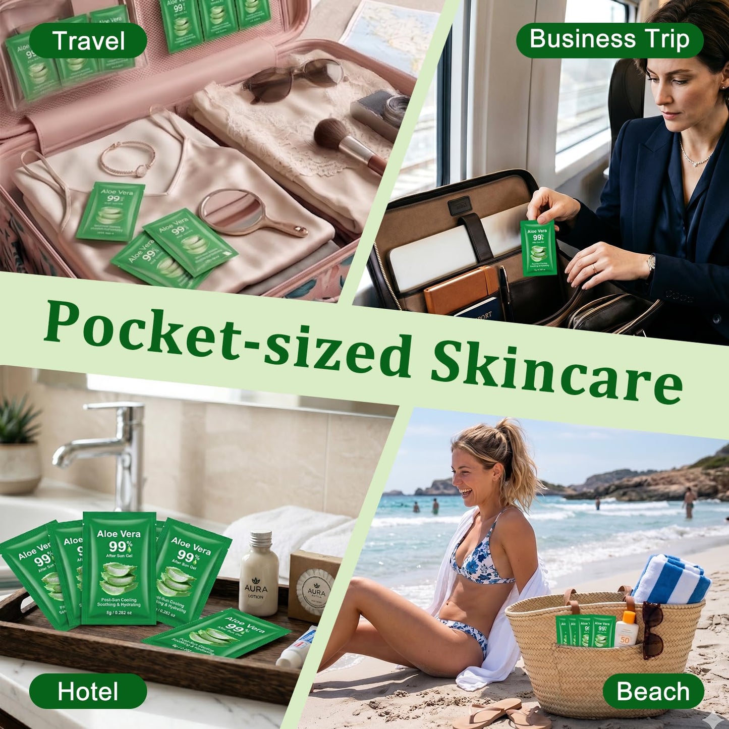 Jutqut 30 Packs Aloe Vera Gel Sachet - 99% Organic Aloe Vera Juice for Face & Body, Deeply Hydrating & Calming, Fast Absorbing, Refreshing Non-Greasy, Sunburn Relief & After-Sun Care