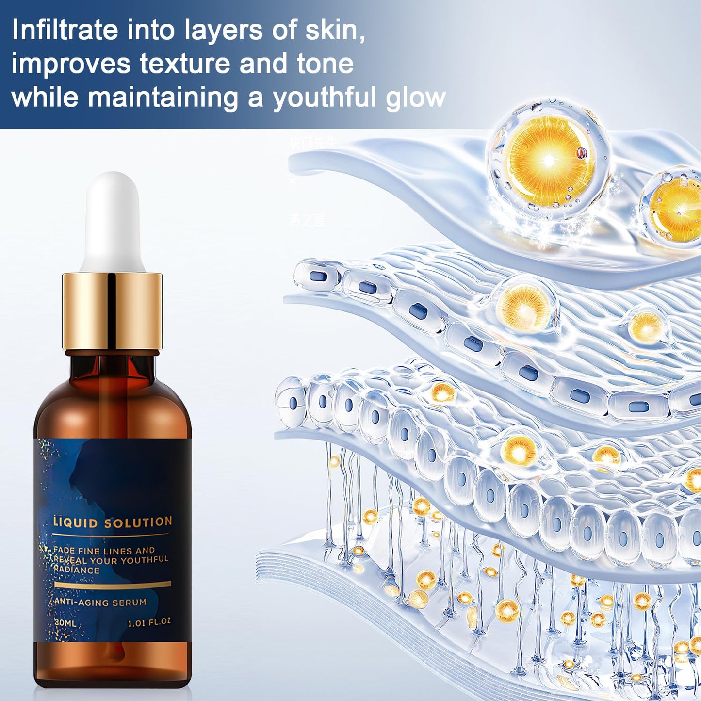 Facial Serum, Liquid Solution Anti Aging Serum, Promotes Skin Collagen Production, Diminishes Fine Lines & Wrinkles(2pcs)