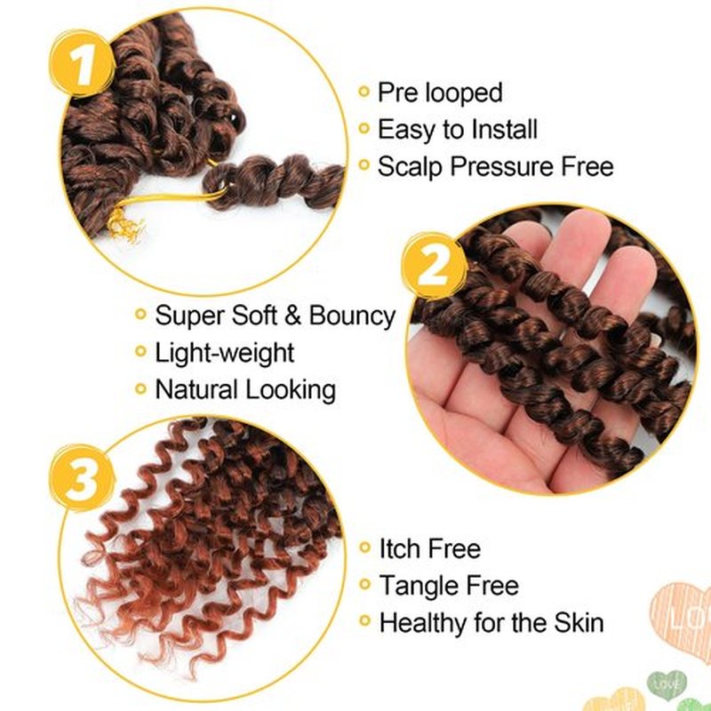 Passion Twist Hair 10 Inch 8 Packs, Pre Twisted Passion Twist Crochet Hair For Black Women, Pre Looped Passion Twist Curly Crochet Hair, Short Crochet Passion Twist Hair Extensions (10 Inch, T350#)