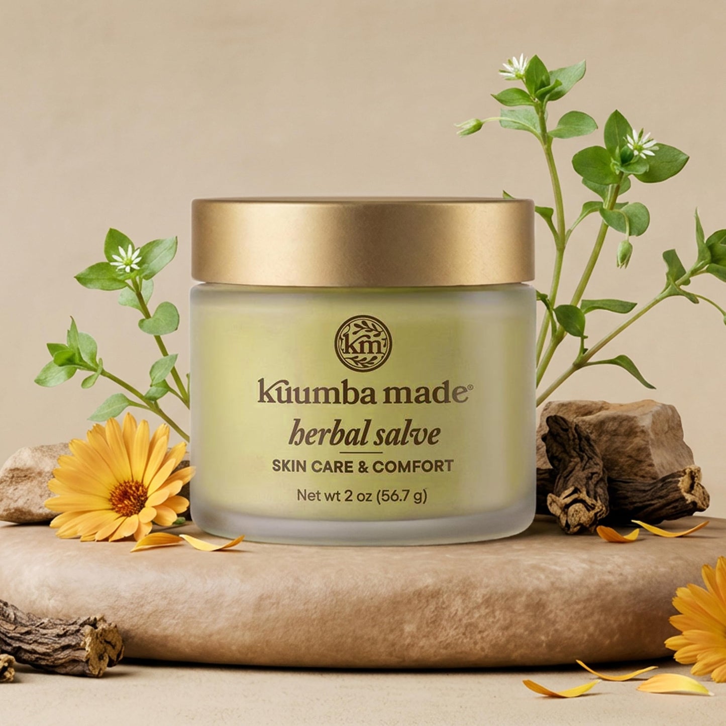 Kuumba Made Herbal Salve, Comfort Balm with Calendula & Comfrey, 2 Oz