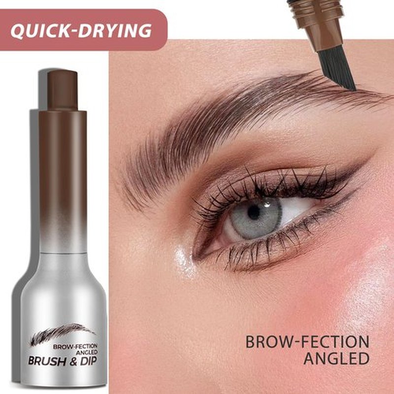 Liftique Brow Brush Angled Brush & Dip Eyebrow Gel, Liquid Eyebrow Brush, Long Lasting Quick Drying, Hair-like eyebrow pencil, Pressed Wild Eyebrow Pen (Chocolate)