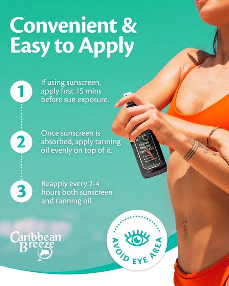 Caribbean Breeze Ultimate Carrot Tanning Oil Outdoor, Tanning Oil Spray with Coconut Oil, Aloe Extracts, Rich in Anti-Oxidants, Moisturizes the Skin and Anti-Aging Properties, 8.5 oz (250 ml)