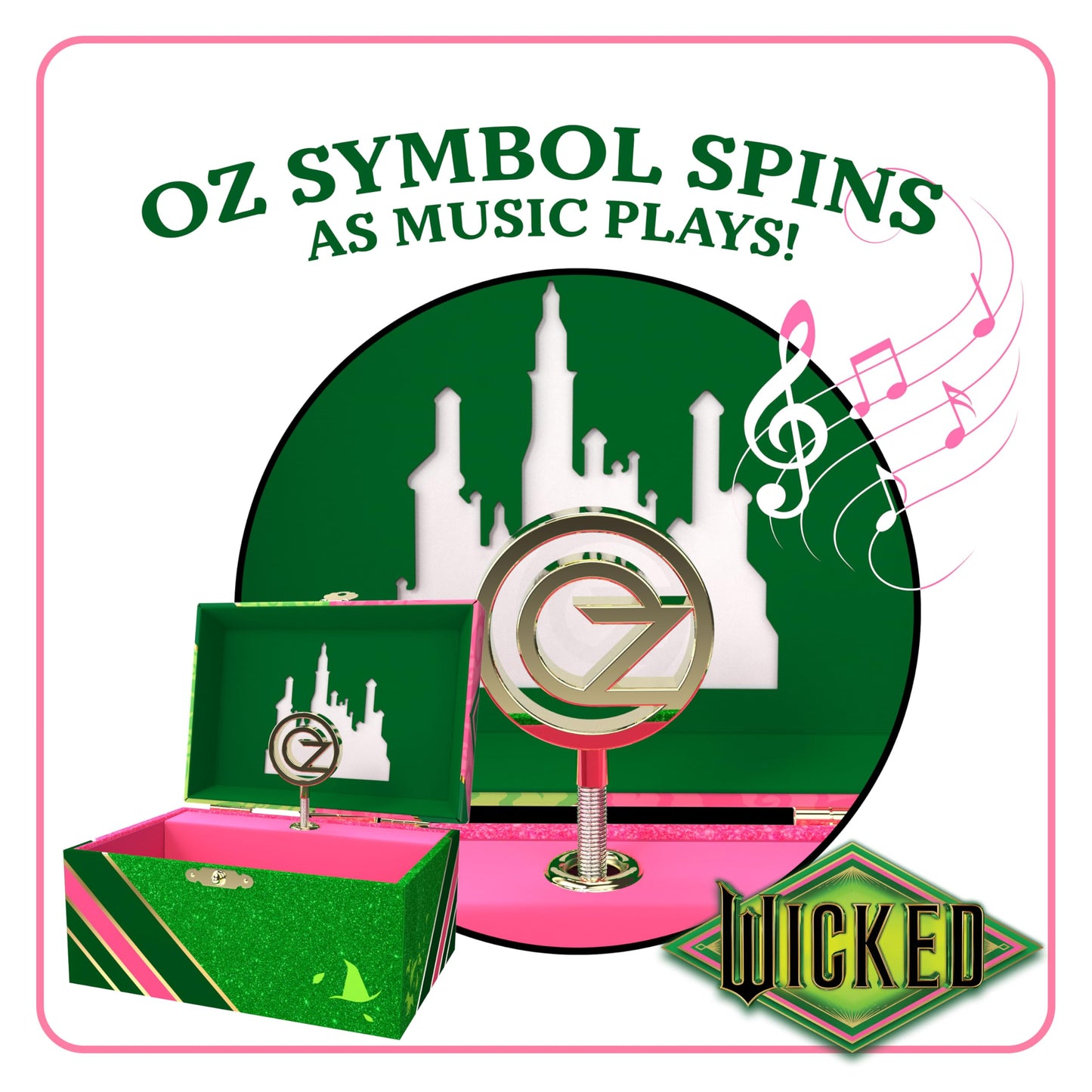 Mini Treasures Wicked Jewelry Box for Girls - Musical Jewelry Box with Spinning Figurine, Wicked Toys for Kids Ages 3-5