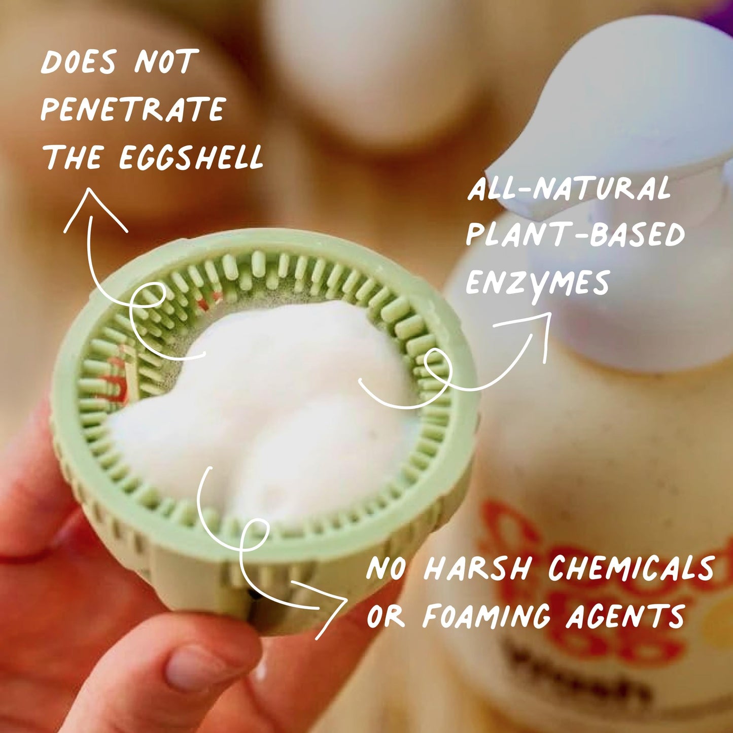GoodEgg Egg Wash Natural Enzyme Wash Spray with Foaming Pump, Refillable 12floz Bottle, Chicken Egg Cleanser, Coop Accessories, As Seen On Shark Tank