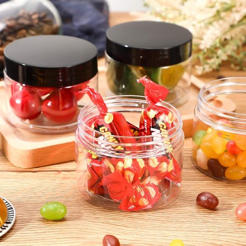 6 Pack Clear Container with Lids Small Plastic Pot Jars Wide Mouth Round Leak Proof Plastic Container Jars with Lid for Travel Storage, Eye Shadow, Nails, Paint, Jewelry (6 oz, Black)