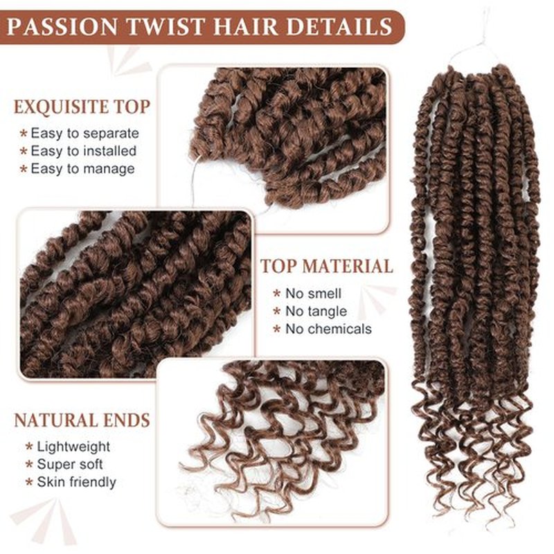 Passion Twist Hair,Pretwisted Crochet Hair 12 Inch,Passion Twist Crochet Hair 8 Packs Pretwisted Passion Twist Hair,Short Pre Looped Crochet Hair for Black Women(30#)