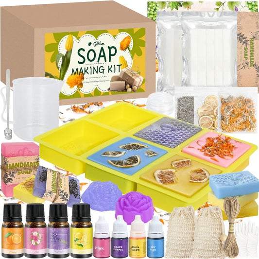 DIY Soap Making Kit - Complete Supplies with Shea Butter & Silicone Molds | Perfect Gift for Beginners