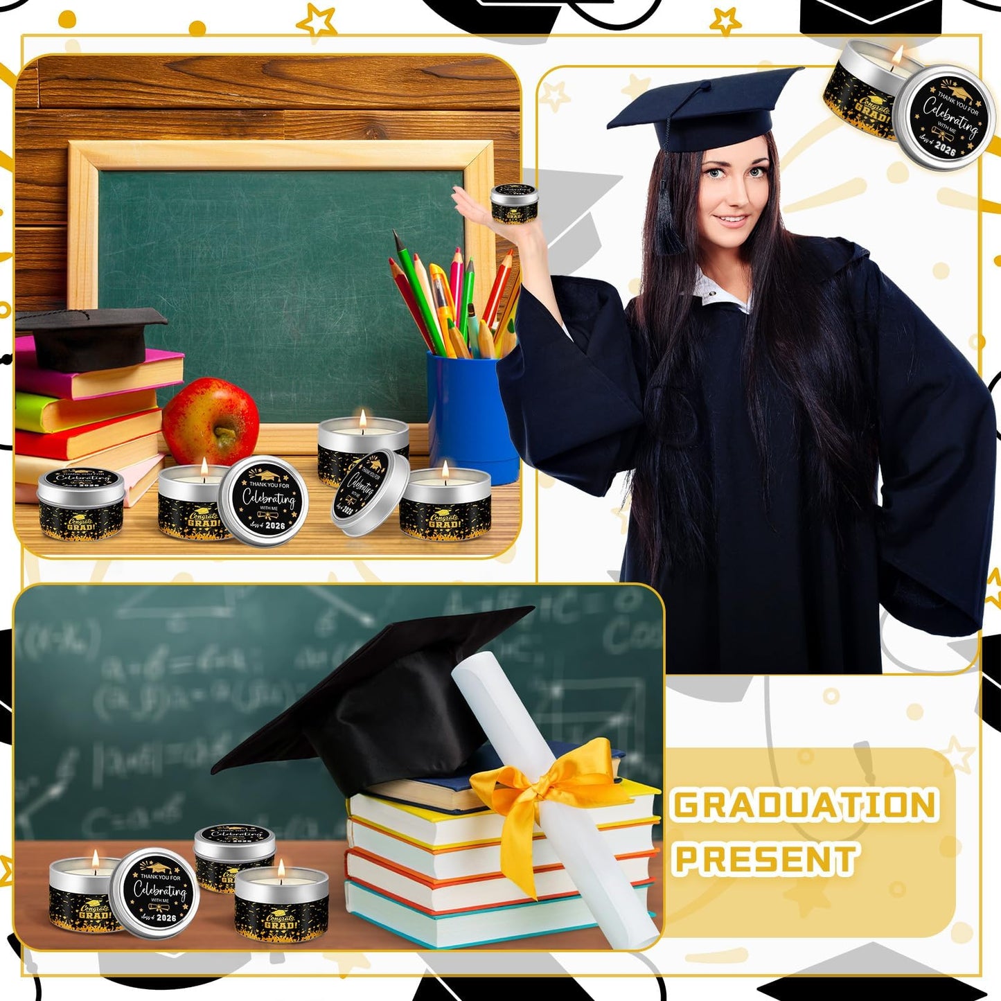 30 Sets Mini Graduation Candles Bulk Class of 2026 Graduation Gifts Soy Wax Candles Scented Candles Gifts for College Graduate Exchange Gift