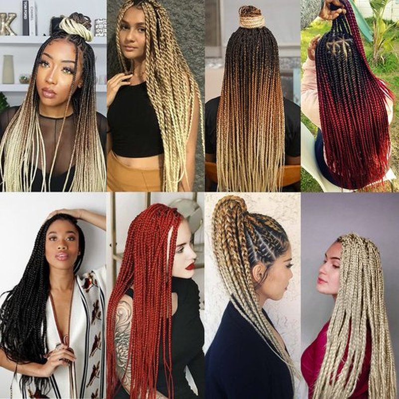 Unionbeauty 30 Inch 8 Packs Pre Streched Braiding Hair Long Ombre Burgundy Braiding Hair for Box Braids Crochet Hair Hot Water Setting Yaki Texture Synthetic Crochet Braid Hair Extension (1B900#)