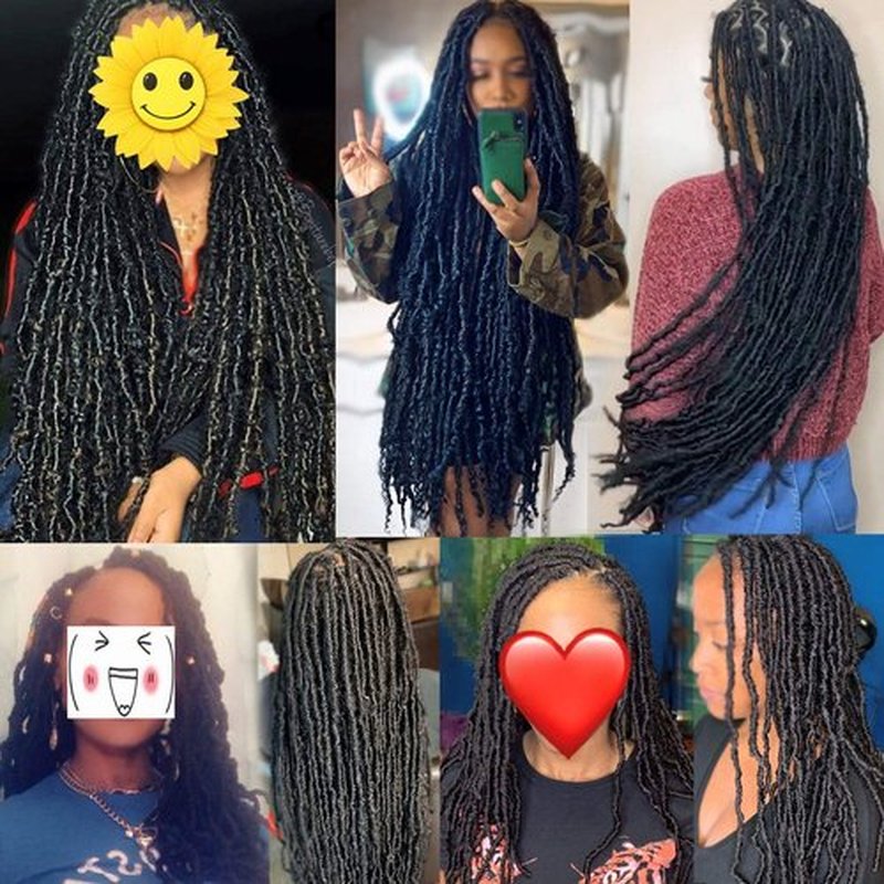 Leeven 18 Inch 350# New Soft Locs Crochet Braids Hair Cooper Red Pre-looped Curly Faux Locs Crochet Braiding Hair 2 Packs Goddess Faux Locs Crochet Hair Extensions for Women
