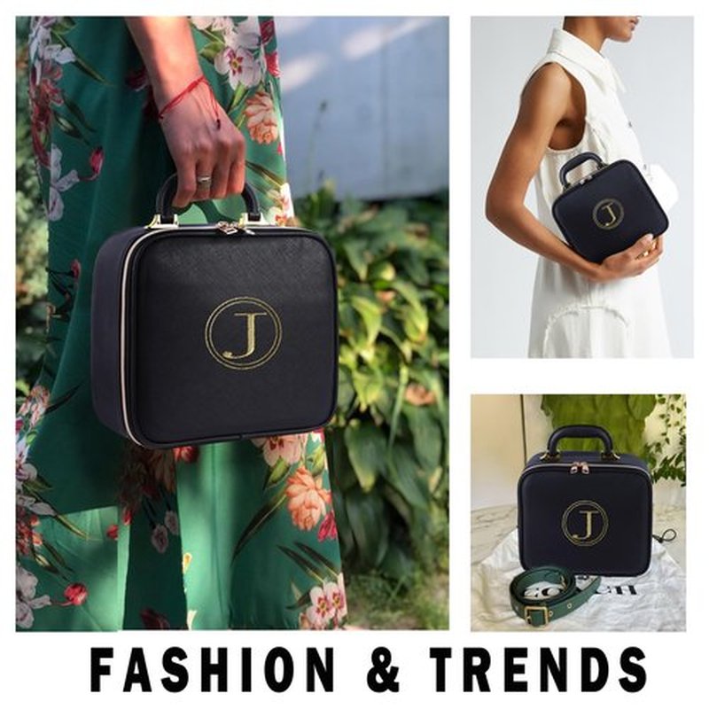 Makeup Travel Train Case with Mirror, LED Light, 3 Adjustable Brightness Levels, Cosmetic Bag with Handle, Portable Storage, Adjustable Partition, Waterproof, Monogrammed Gift Makeup Bag for Women