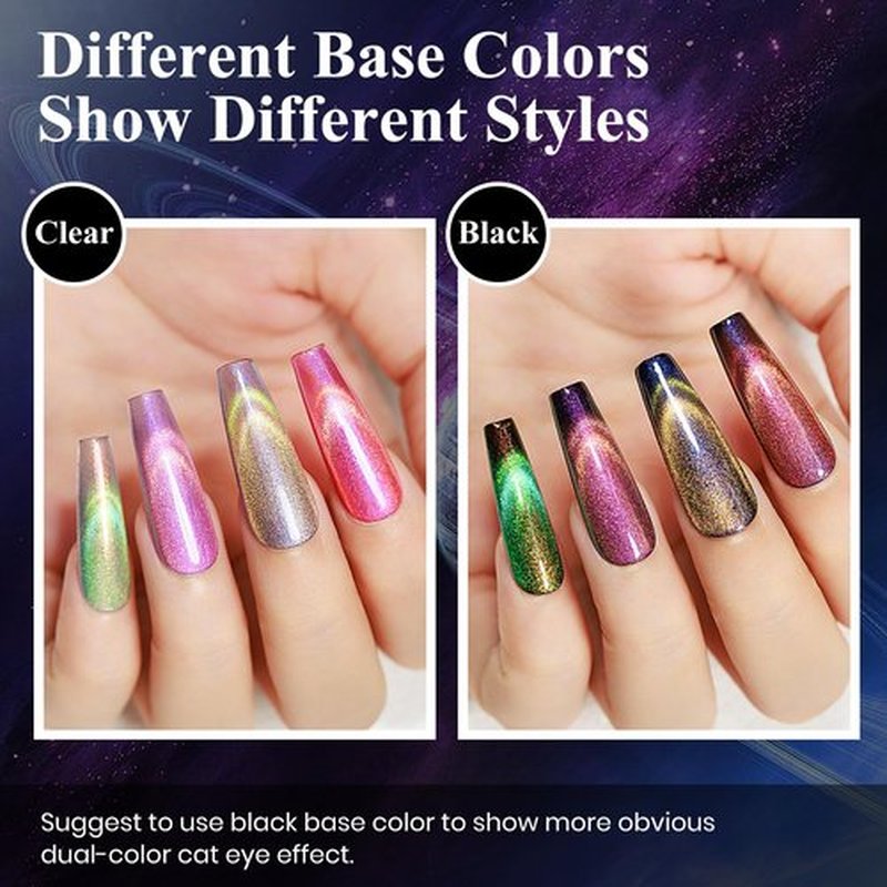 MIZHSE 9D Cat Eye Gel Nail Polish Set, Magnetic Gel Polish 10ml 6 Colors with 2 Magnet Sticks, Chameleon Galaxy Shiny Magic Effect Cateye Nail Gel Soak off Nail Art Gift for Women