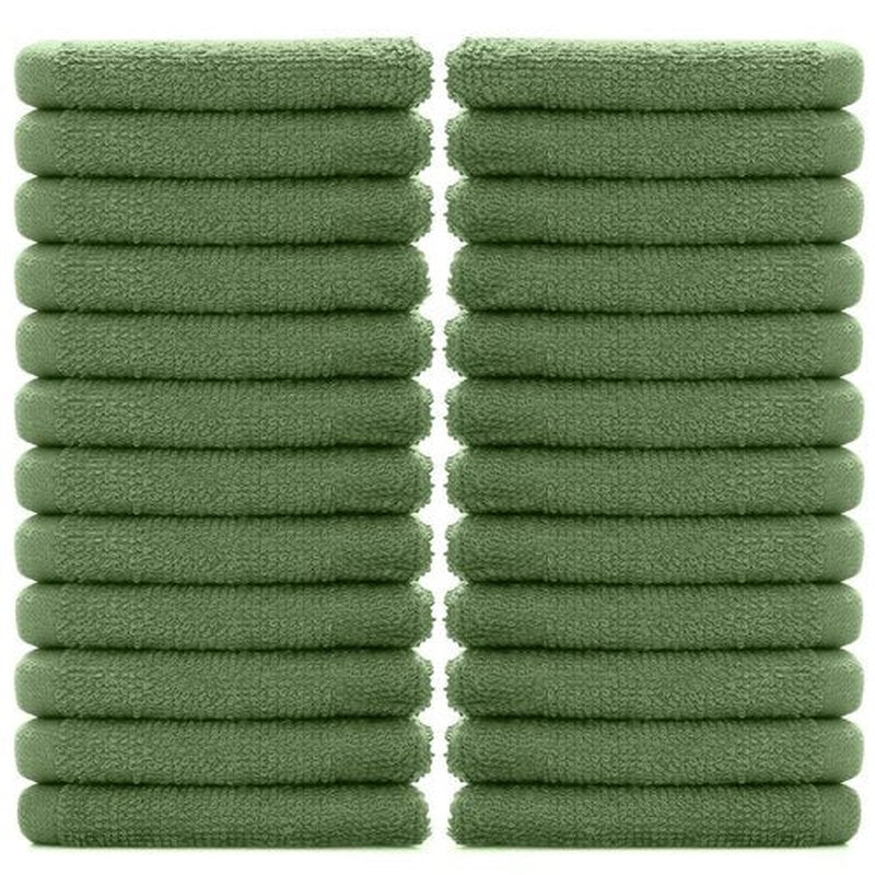 DAN RIVER 100% Cotton Washcloths 24 Pack Premium Quality Face and Body Cloth, Quick Dry Essential Towels for Bathroom, Hand, Kitchen & Cleaning, Baby Washcloths | 12X12 in | 400 GSM | Sage Green