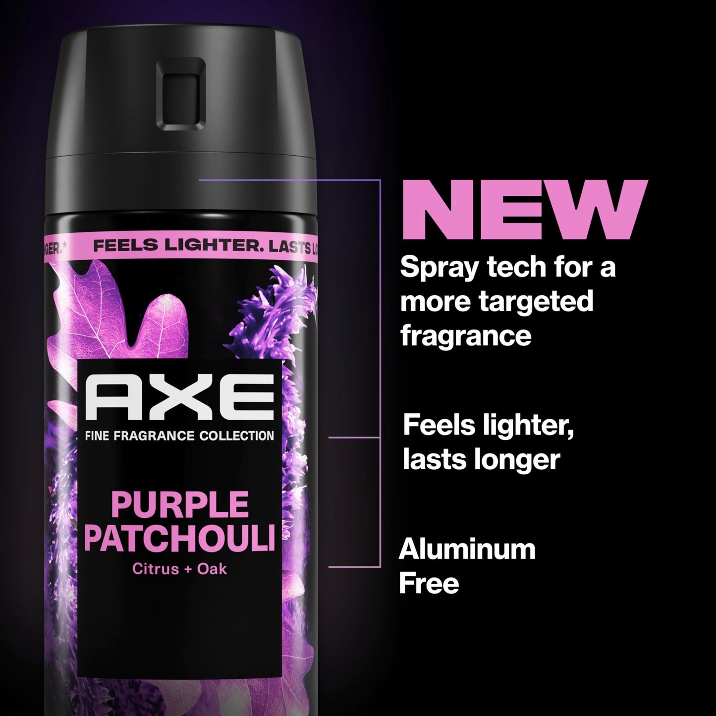 AXE Fine Fragrance Collection Body Spray Purple Patchouli 72 Hour Freshness Aluminum Free 2.9 oz