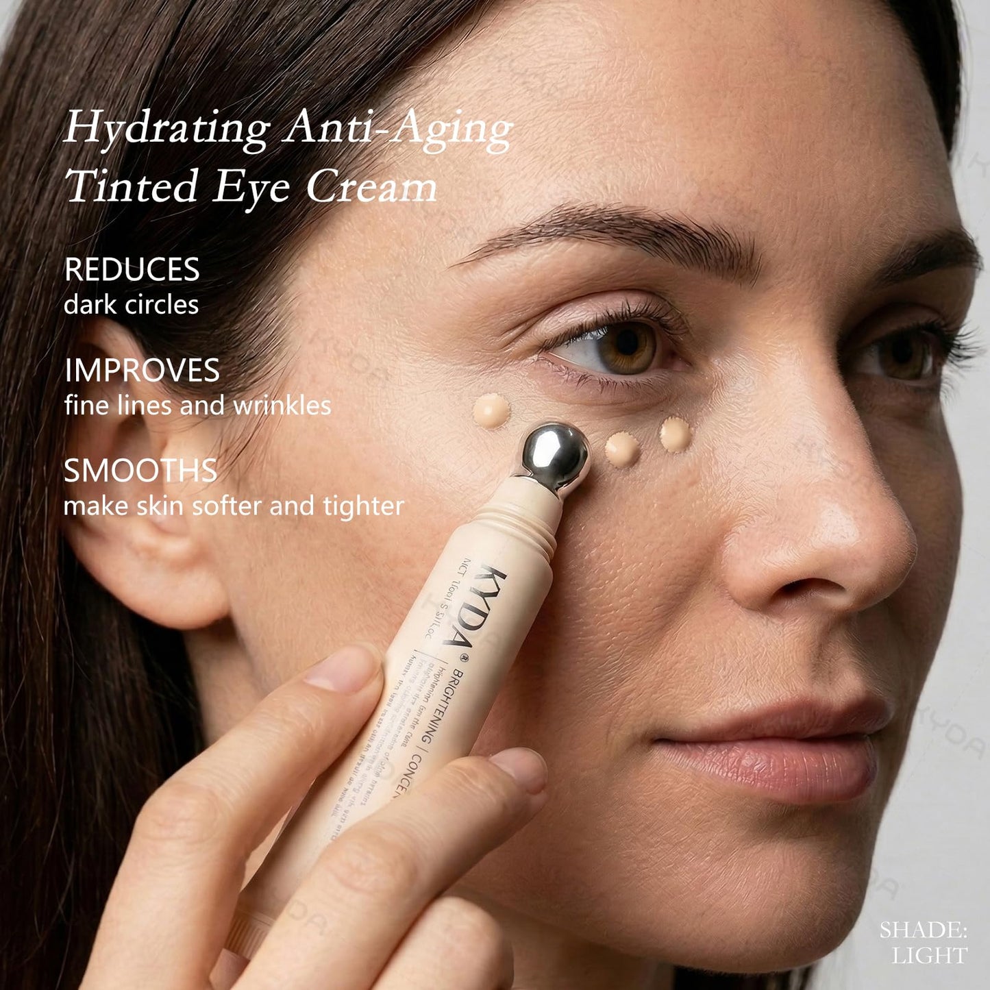 KYDA Mineral Sunscreen Eye Cream, 3-in-1 Anti-Aging Eye Cream, SPF 35, for Dark Circle and Fine Lines, Medium