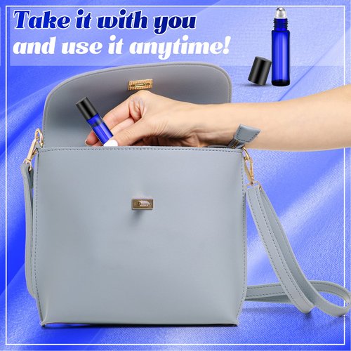 Sumind 150 Pcs Essential Oil Roller Bottles 10 ml Glass Roller Bottles with Stainless Steel Roller Balls Empty Bottles Leak Proof Roll on Bottles with 5 Funnel for Travel Perfume Essential Oil (Blue)