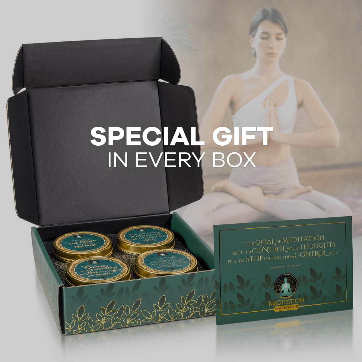 Meditation Candles with Crystals | Natural Aromatherapy Candles for Relaxation & Healing | Stress Relief Candles for Yoga, Meditation & Self Care | 5oz Each 4 Pack Gift Set
