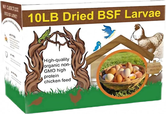 Dried Black Soldier Fly Larvae Chicken Feed - 10lb Non-GMO, High Protein Treats for Chickens, Ducks & Birds | More Calcium Than Mealworms
