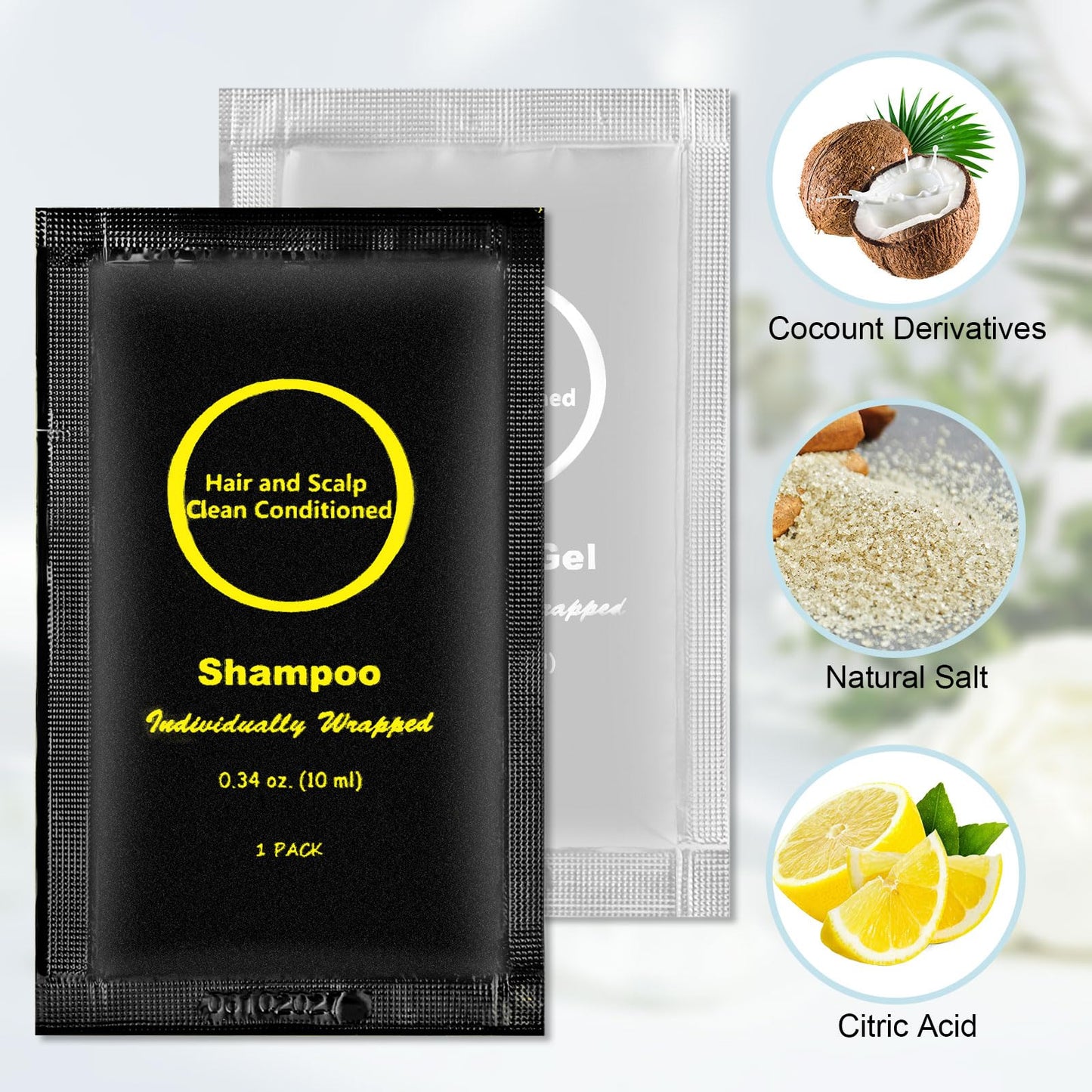 RSQAZQ Travel Size Shampoo and Body Wash Bulk, Individually Wrapped Hotel Mini Shower Gel and Small Men Women Cleansing Toiletries Amenities for Hotel Guests/Vacation/Homeless 0.34 oz (60 Pack)