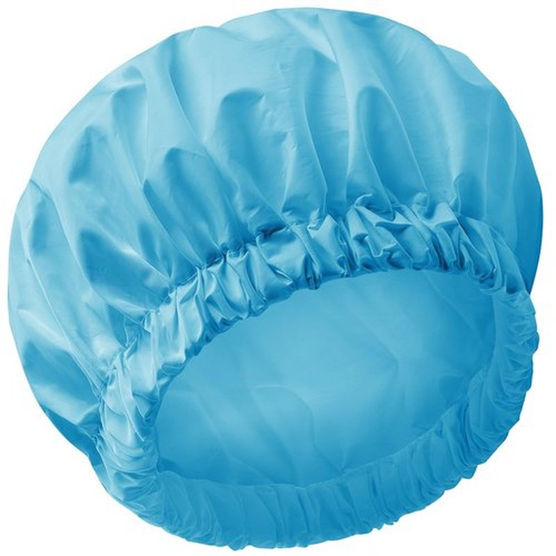 Reusable Shower Cap for Women, Large Waterproof Shower Bonnet Washable Elastic Band Bath Hair Hat for Long Hair, Braids(Lake Blue)