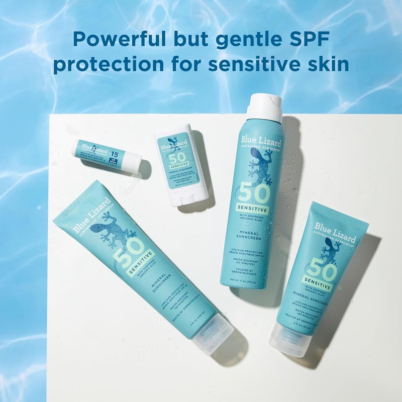 Blue Lizard Sensitive Mineral Sunscreen Stick - SPF 50+ Zinc Oxide, Water Resistant, Fragrance Free | 0.5 Oz