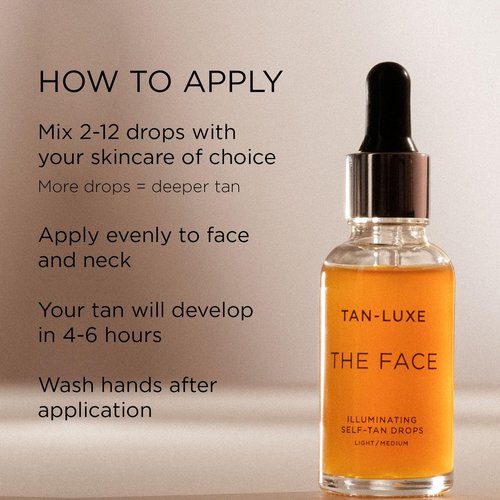 TAN-LUXE The Face Mini - Illuminating Self-Tan Drops to Create Your Own Self Tanner, 10ml - Cruelty & Toxin Free - Light/Medium