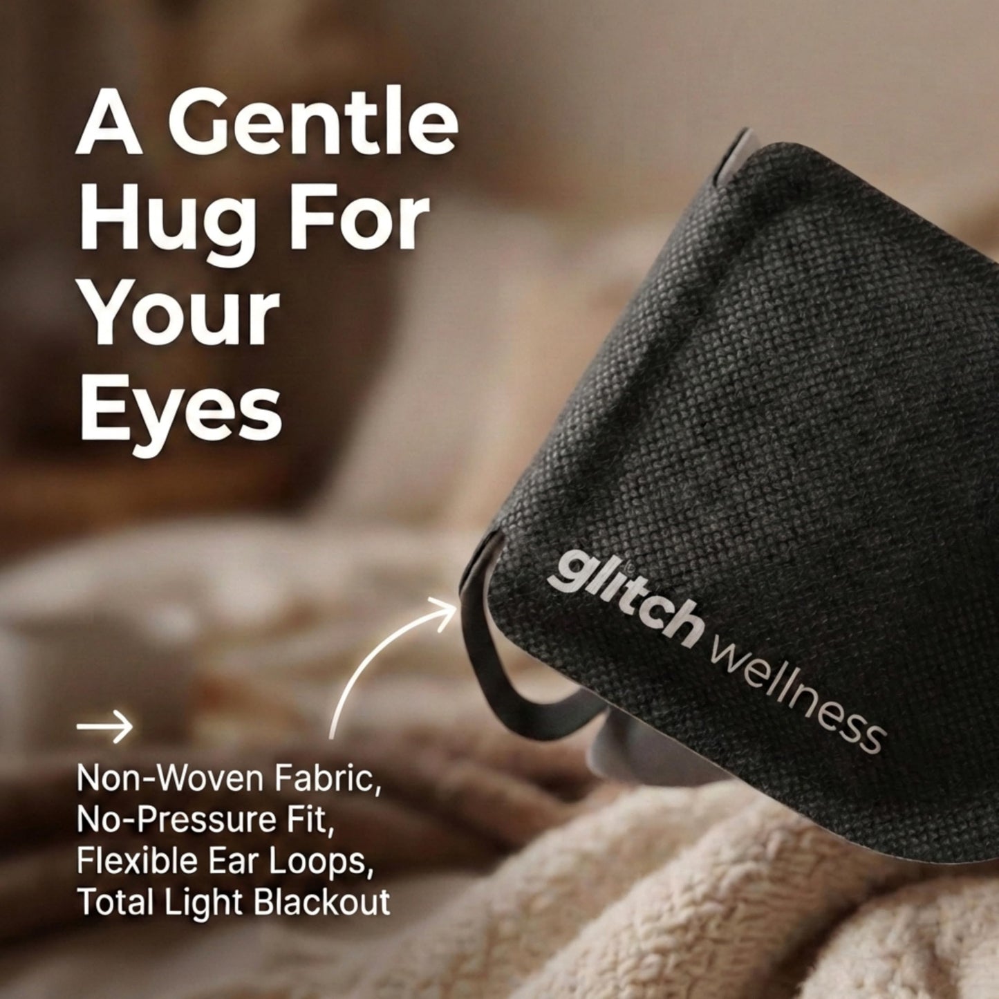 Glitch Self Heating Eye Mask - Steam Eye Mask for Dry Eyes, Soothing Relief, Stress Reduction - Disposable Warm Eye Compress Moist Heat