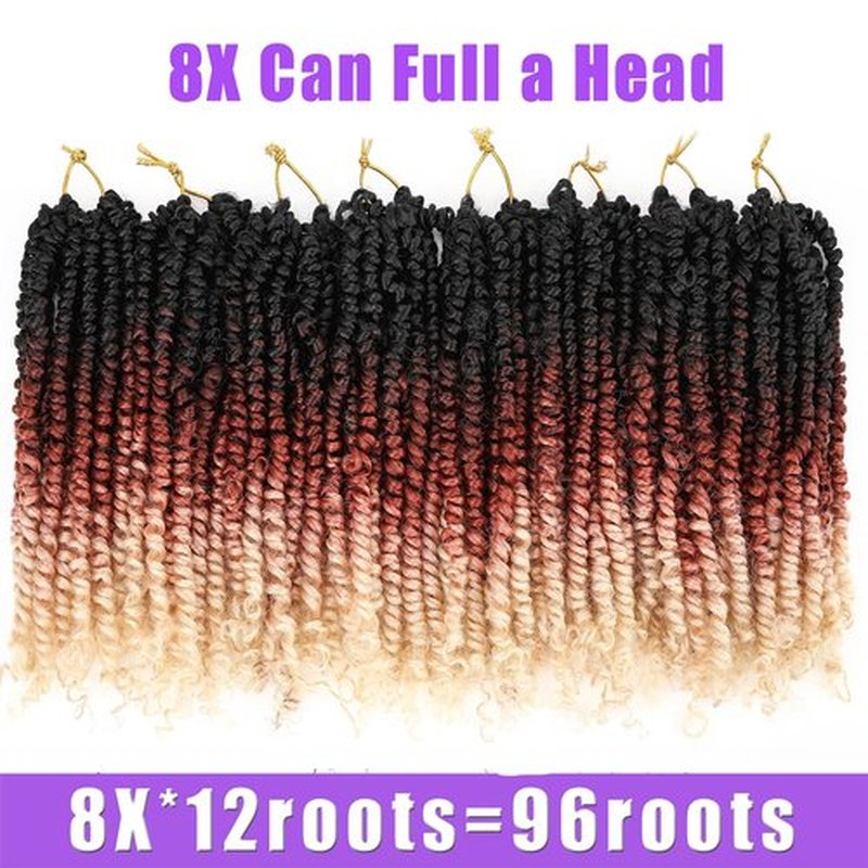 ZRQ Short Passion Twist With Bohemian Hair 8 Inch 8 Packs Ombre Blond Pre-twisted Crochet Passion Twists Synthetic Braiding Hair Curly Ends Braids Twist Hair for Black Women 12 Roots/Pack 1b21613#