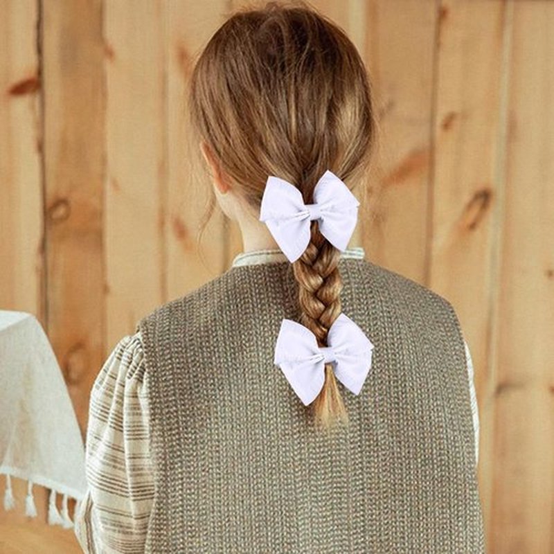 3" Ruffled Ribbon Hair Bows White Small Satin Bow Alligator Clips Barrettes Hairpins Wedding Communion Pageant Party Dress Decor Accessory For Baby Teen Toddler Flower Girls Kids