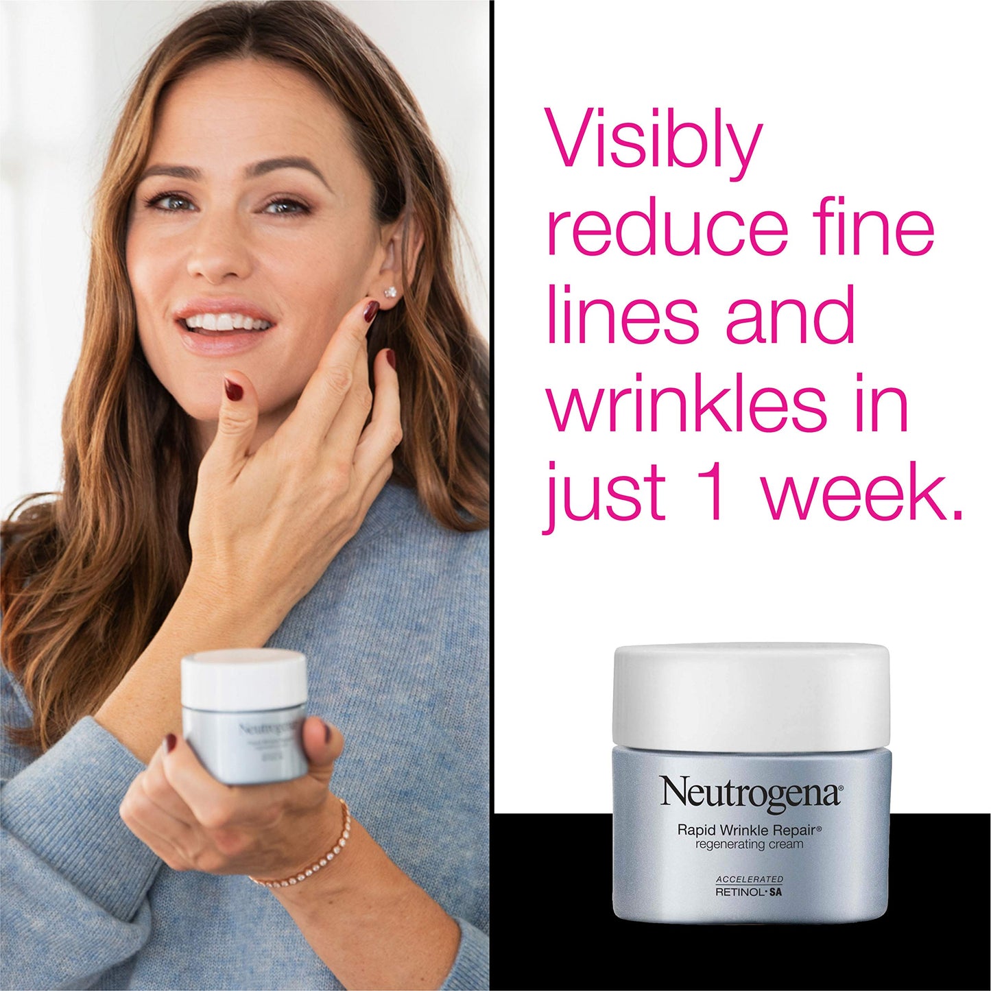 Neutrogena Rapid Wrinkle Repair Retinol Regenerating Anti-Aging Face Cream & Hyaluronic Acid; Anti-Wrinkle Retinol Moisturizer & Neck Cream, with Hyaluronic Acid & Retinol, 1.7 oz