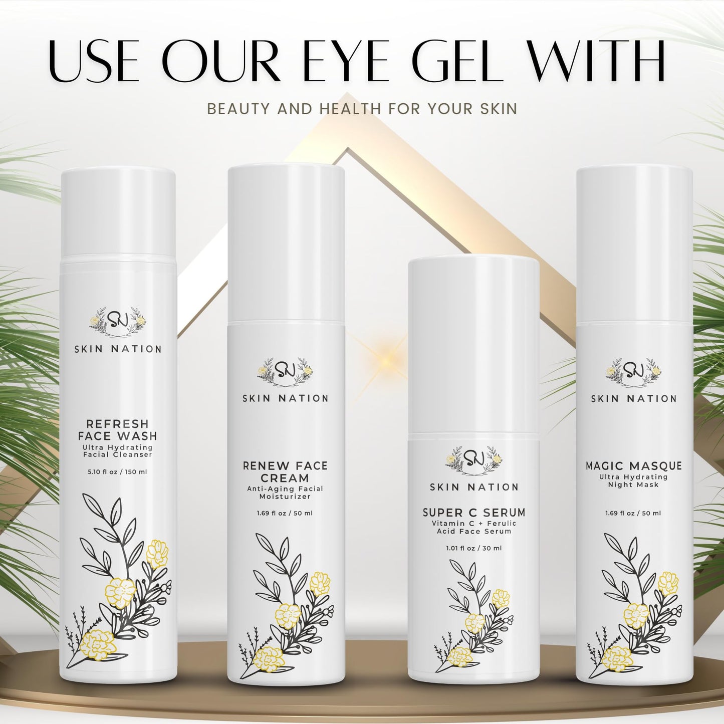 Skin Nation Rejuvenating Eye Gel, Super Hydrating with Peptides, Hyaluronic Acid and Green Tea, Lightweight Plant Based Under Eye Cream for Puffiness, Dark Circles and Smooth Skin