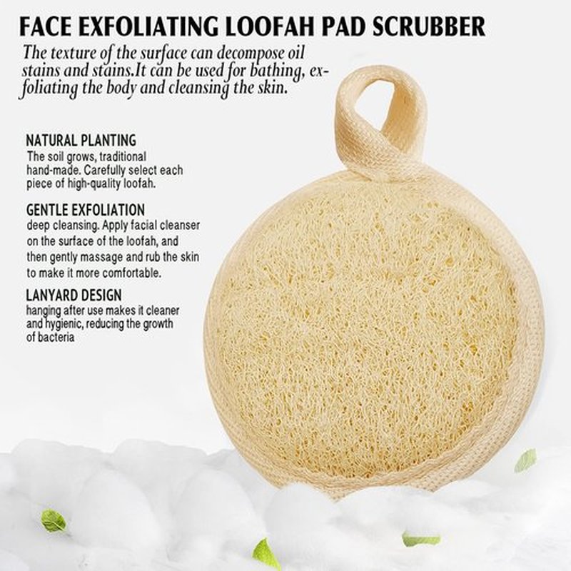 Face Exfoliating Loofah Pad Scrubber, Manual Facial Cleansing and Makeup Remover Brush 6 Pieces, Natural Loofa Sponge Pads Massage Pores and Clean Blackheads Without Hurting The Skin