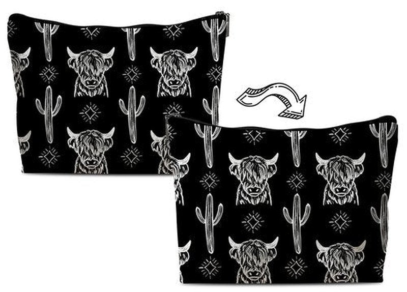 Lacosu Western Makeup Bag,Western Gifts For Women,Cow Makeup Bag,Cowgirl Stuff,Western Stuff For Women,Western Gifts,Cowgirl Gifts(Leather COW K)