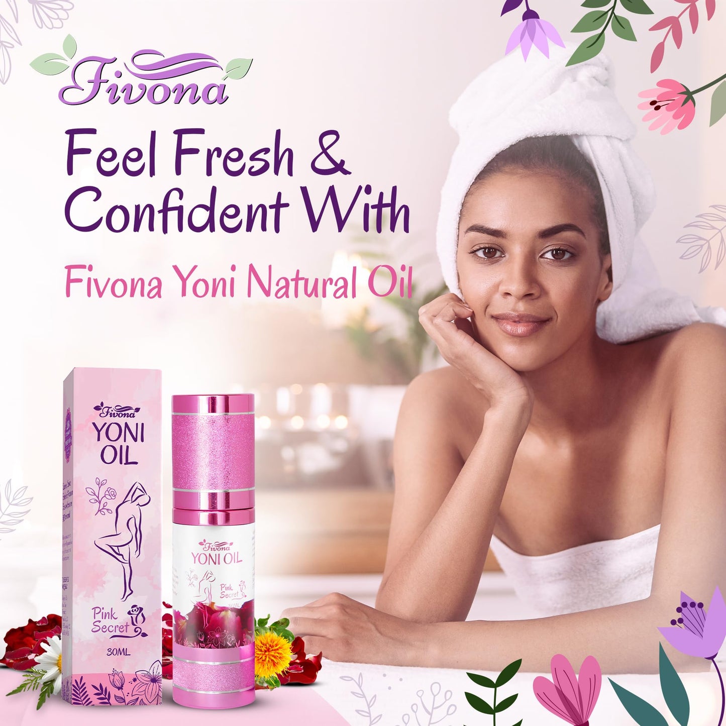 Fivona Yoni Oil Natural pH Balanced for Soothing Feminine Care - Blend of Essential Oils - Moisturizing Oil Blend for Odor Control, Detox 30ml