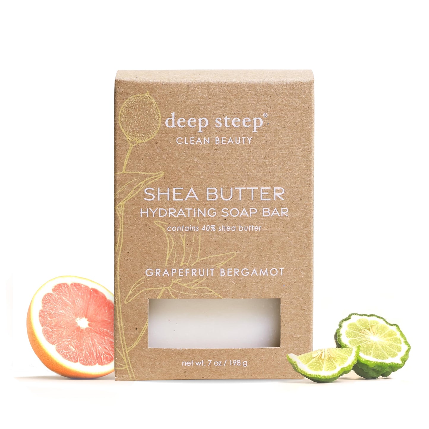 Deep Steep Bar Soap, Grapefruit Bergamot, 7 oz – Natural Soap Bar for Women & Men, Moisturizing Body & Hand Soap with Shea Butter & Coconut Oil – Vegan, Clean Beauty, Sensitive Skin