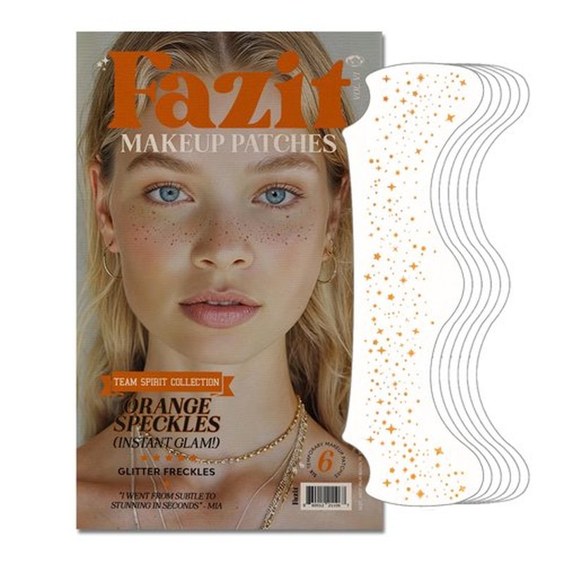 Fazit Makeup Patches - Face Makeup Patches - Beauty Face Makeup - Orange Speckles - Waterproof Orange Speckles - Temporary Face Orange Speckles for Women - 6 Count