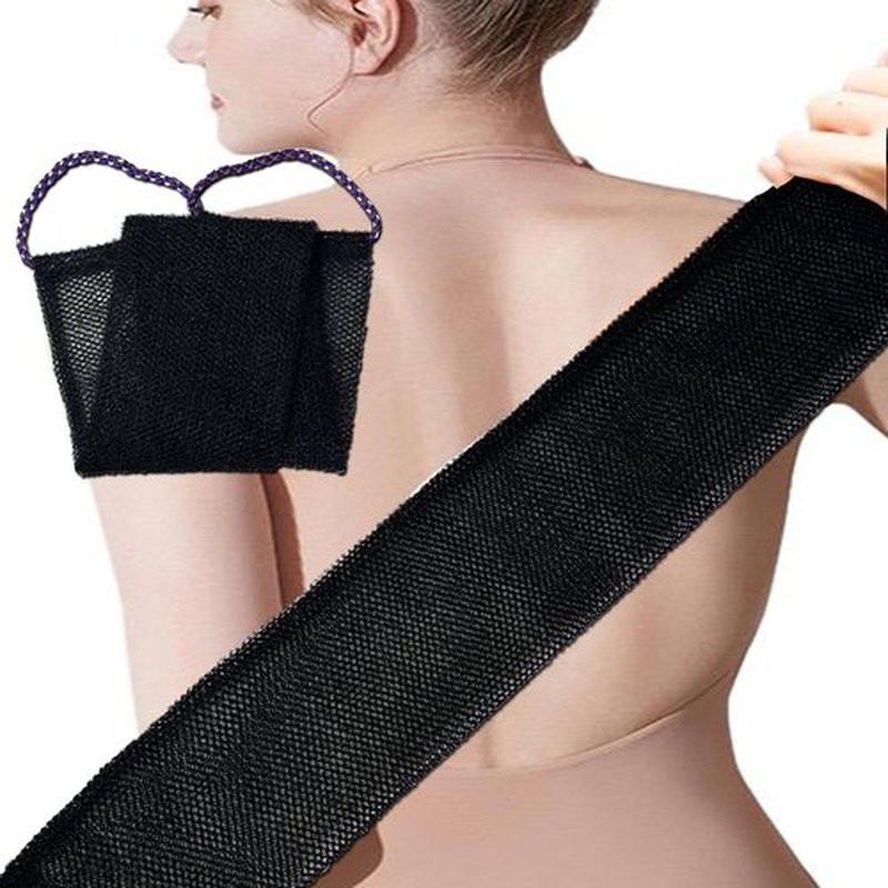 African Net Sponge Wash Cloths Shower Loofah Sponge Pack Body Exfoliator Luffa Loofa Back Scrubber for Shower Men (Black/1pack)