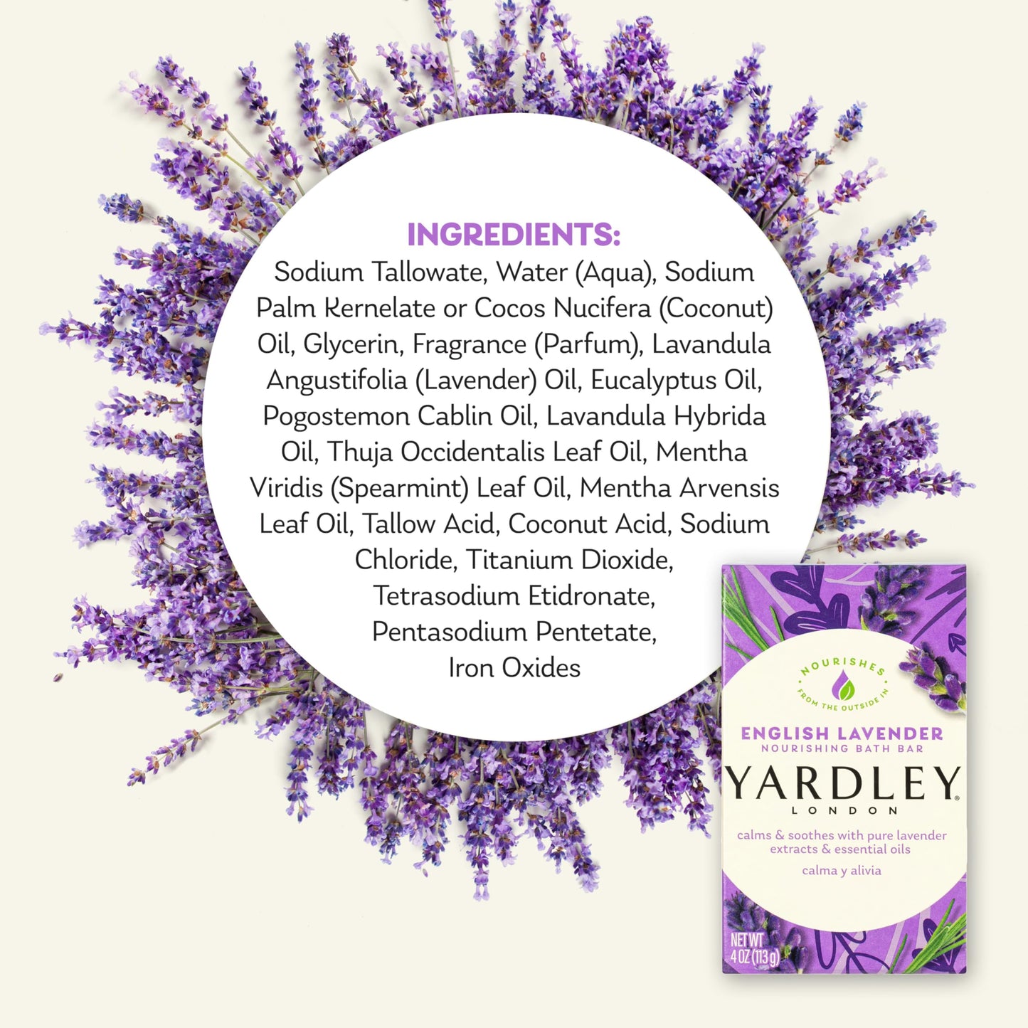 Yardley London English Lavender with Essential Oils Soap Bar, 4.25 oz Bar (Pack of 1)