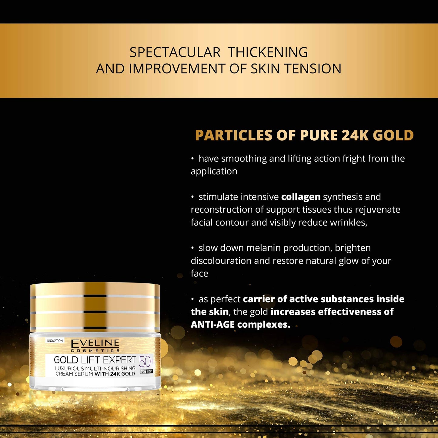 Gold Lift Expert Luxurious Multi Nourishing Cream Serum with 24k Gold Ages 50 and Above