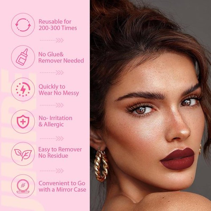 JIMIRE Magnetic Eyelashes Natural Look Soft Magnetic Lashes, Reusable Comfortable Magnetic Eyelashes with Applicator Lash Primer, No Glue No Eyeliner Needed Soft Magnets False Eyelashes Easy to Wear