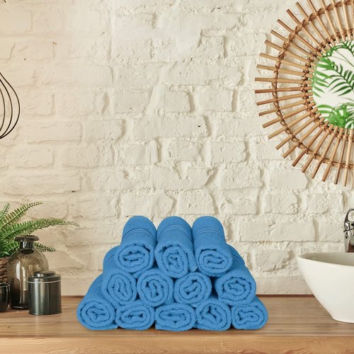 Utopia Towels 12 Pack Premium Wash Cloths Set (12x12Inches) 100% Cotton,Flannel, Ring Spun, Highly Absorbent and Soft Feel Washcloths for Bathroom, Spa, Gym, and Face Towel (Electric Blue)